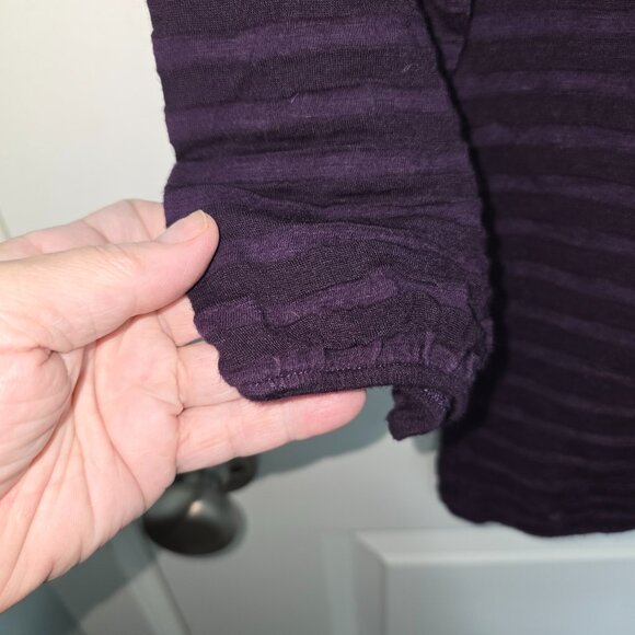 Gap Velvet Striped Top Small - Purple 3/4 Balloon Sleeve Blouse - Picture 7 of 7